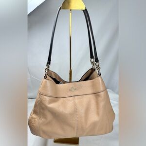 Coach NY Lexy F31987 Tan Pebble Leather Shoulder Bag Satchel w/storage bag